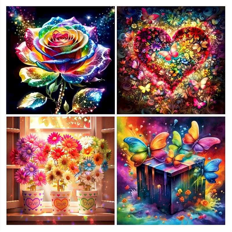 Art Craft Ideas With Paper - SDOYUNO DIY 5D ภาพวาดเพชรแบบเต็มพื้นที่ ลายดอกไม้ งานปักเพชร