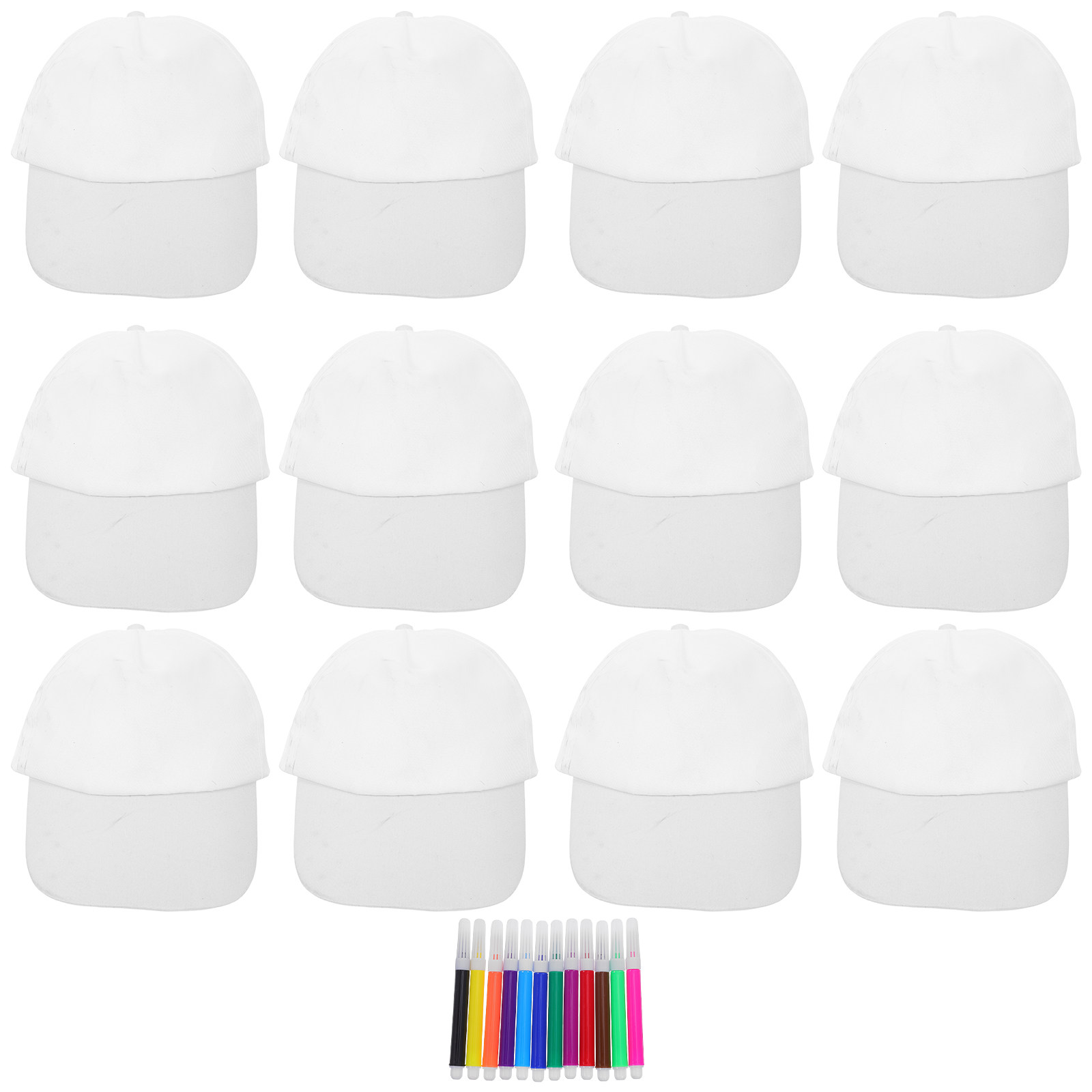 Art Craft Toddler - 1 ชุดหมวกเบสบอลสีขาวสำหรับเด็ก หมวกผ้าฝ้ายระบายอากาศสำหรับเด็กเล็ก หมวกสำหรับวาดภาพ DIY งานฝีมืองานศิลปะสำหรับงานวันเกิดเด็ก