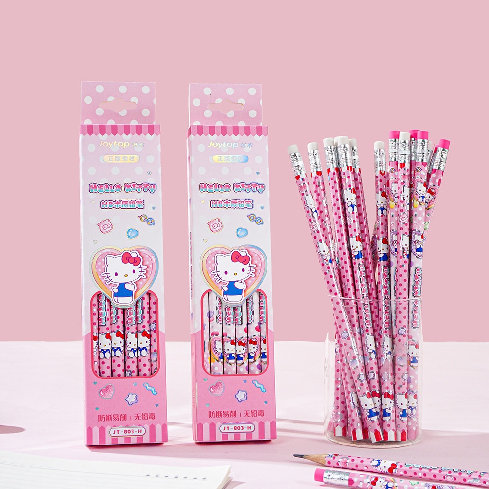 Calligraphy Pen Set - 12 ชิ้นของแท้ซานริโอ เฮลโล คิตตี้ HB ดินสอการ์ตูนเคที