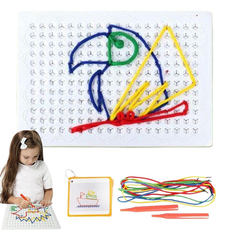 Art Craft Toddler - ด้ายสําหรับเด็กที่มีสีสันเด็กวัยหัดเดิน Threading ของเล่น CRAFT Art BOARD