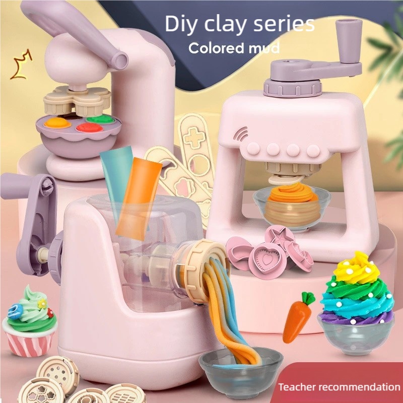 Art Craft Toddler - ชุดงานฝีมือดินเหนียว DIY สำหรับเด็กวัยหัดเดิน, เครื่องทำไอศกรีมเส้นพร้อมแม่พิมพ์ 28 ชิ้น,