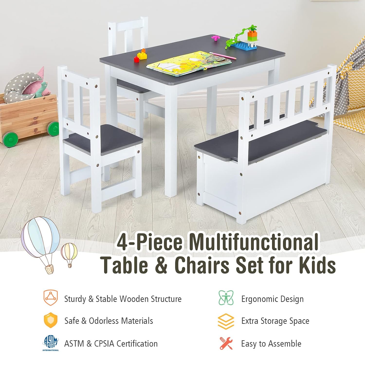 ชุดโต๊ะและเก้าอี้ไม้สำหรับเด็ก - Art Craft Toddler บทวิจารณ์และราคา